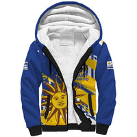 Personalized Uruguay 200th Independence Day Sherpa Hoodie Sol de Mayo Grunge Stylized - Wonder Print Shop
