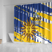 Uruguay 200th Independence Day Shower Curtain Sol de Mayo Grunge Stylized - Wonder Print Shop