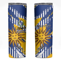 Personalized Uruguay 200th Independence Day Skinny Tumbler Sol de Mayo Grunge Stylized - Wonder Print Shop