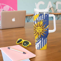 Personalized Uruguay 200th Independence Day Tumbler With Handle Sol de Mayo Grunge Stylized - Wonder Print Shop