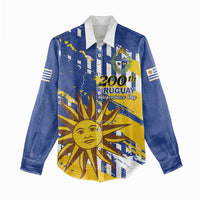 Personalized Uruguay 200th Independence Day Women Casual Shirt Sol de Mayo Grunge Stylized - Wonder Print Shop