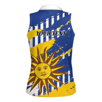 Personalized Uruguay 200th Independence Day Women Sleeveless Polo Shirt Sol de Mayo Grunge Stylized - Wonder Print Shop