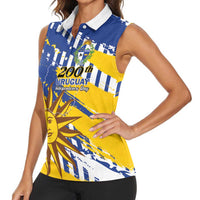 Personalized Uruguay 200th Independence Day Women Sleeveless Polo Shirt Sol de Mayo Grunge Stylized - Wonder Print Shop