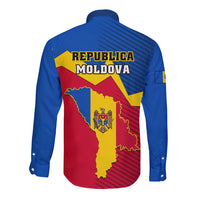 Moldova Independence Day Long Sleeve Button Shirt Coat of Arms Special Version - Wonder Print Shop