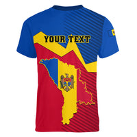 Personalised Moldova Independence Day Women V Neck T Shirt Coat of Arms Special Version - Wonder Print Shop