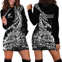 New Zealand Silver Fern Rugby Hoodie Dress Aotearoa Kiwi Maori Black Version - Wonder Print Shop