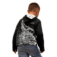 New Zealand Silver Fern Rugby Kid Hoodie Aotearoa Kiwi Maori Black Version - Wonder Print Shop