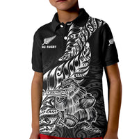 New Zealand Silver Fern Rugby Kid Polo Shirt Aotearoa Kiwi Maori Black Version - Wonder Print Shop