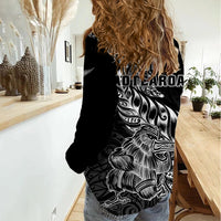 New Zealand Silver Fern Rugby Women Casual Shirt Aotearoa Kiwi Maori Black Version - Wonder Print Shop