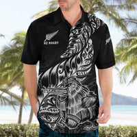 Custom New Zealand Silver Fern Rugby Hawaiian Shirt Aotearoa Kiwi Maori Black Version - Wonder Print Shop