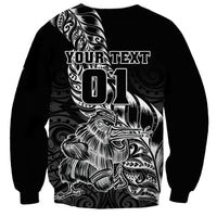 Custom New Zealand Silver Fern Rugby Sweatshirt Aotearoa Kiwi Maori Black Version - Wonder Print Shop