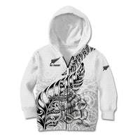 New Zealand Silver Fern Rugby Kid Hoodie Aotearoa Kiwi Maori White Version - Wonder Print Shop