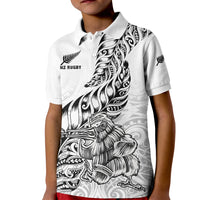 New Zealand Silver Fern Rugby Kid Polo Shirt Aotearoa Kiwi Maori White Version - Wonder Print Shop