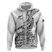 Custom New Zealand Silver Fern Rugby Hoodie Aotearoa Kiwi Maori White Version - Wonder Print Shop