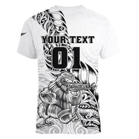 Custom New Zealand Silver Fern Rugby Women V Neck T Shirt Aotearoa Kiwi Maori White Version - Wonder Print Shop