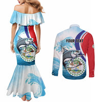 Personalized Belize Tarpon Fishing Couples Matching Mermaid Dress and Long Sleeve Button Shirt Belize Where the Silver King Reigns - Wonder Print Shop