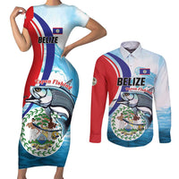 Personalized Belize Tarpon Fishing Couples Matching Short Sleeve Bodycon Dress and Long Sleeve Button Shirt Belize Where the Silver King Reigns - Wonder Print Shop