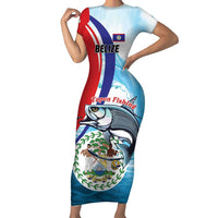 Personalized Belize Tarpon Fishing Short Sleeve Bodycon Dress Belize Where the Silver King Reigns - Wonder Print Shop