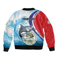 Personalized Belize Tarpon Fishing Sleeve Zip Bomber Jacket Belize Where the Silver King Reigns - Wonder Print Shop