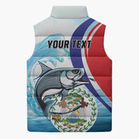 Personalized Belize Tarpon Fishing Sleeveless Puffer Jacket Belize Where the Silver King Reigns - Wonder Print Shop