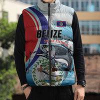 Personalized Belize Tarpon Fishing Sleeveless Puffer Jacket Belize Where the Silver King Reigns - Wonder Print Shop