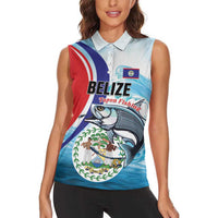 Personalized Belize Tarpon Fishing Women Sleeveless Polo Shirt Belize Where the Silver King Reigns - Wonder Print Shop