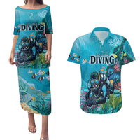 Personalized Scuba Diving Couples Matching Puletasi and Hawaiian Shirt Explore The Depths Discover Yourself - Wonder Print Shop