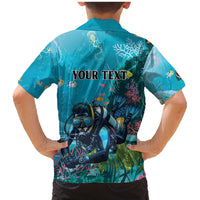 Personalized Scuba Diving Family Matching Mermaid Dress and Hawaiian Shirt Explore The Depths Discover Yourself - Wonder Print Shop
