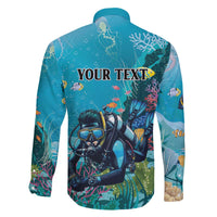 Personalized Scuba Diving Family Matching Off The Shoulder Long Sleeve Dress and Hawaiian Shirt Explore The Depths Discover Yourself - undefined