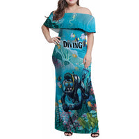 Personalized Scuba Diving Family Matching Off Shoulder Maxi Dress and Hawaiian Shirt Explore The Depths Discover Yourself - Wonder Print Shop