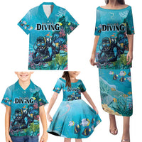 Personalized Scuba Diving Family Matching Puletasi and Hawaiian Shirt Explore The Depths Discover Yourself - Wonder Print Shop