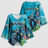 Personalized Scuba Diving Kimono Sleeve Blouse Explore The Depths Discover Yourself - Wonder Print Shop