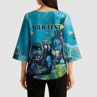 Personalized Scuba Diving Kimono Sleeve Blouse Explore The Depths Discover Yourself - Wonder Print Shop