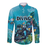 Personalized Scuba Diving Long Sleeve Button Shirt Explore The Depths Discover Yourself - Wonder Print Shop