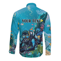 Personalized Scuba Diving Long Sleeve Button Shirt Explore The Depths Discover Yourself - Wonder Print Shop
