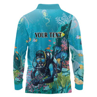 Personalized Scuba Diving Long Sleeve Polo Shirt Explore The Depths Discover Yourself - Wonder Print Shop