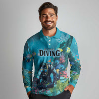 Personalized Scuba Diving Long Sleeve Polo Shirt Explore The Depths Discover Yourself - Wonder Print Shop