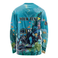 Personalized Scuba Diving Long Sleeve Shirt Explore The Depths Discover Yourself - Wonder Print Shop