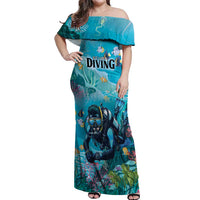 Personalized Scuba Diving Off Shoulder Maxi Dress Explore The Depths Discover Yourself - Wonder Print Shop