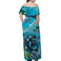 Personalized Scuba Diving Off Shoulder Maxi Dress Explore The Depths Discover Yourself - Wonder Print Shop
