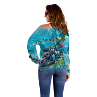 Personalized Scuba Diving Off Shoulder Sweater Explore The Depths Discover Yourself - Wonder Print Shop