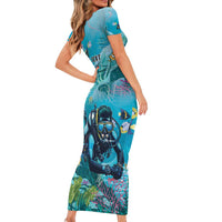 Personalized Scuba Diving Short Sleeve Bodycon Dress Explore The Depths Discover Yourself - Wonder Print Shop