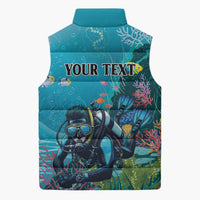Personalized Scuba Diving Sleeveless Puffer Jacket Explore The Depths Discover Yourself - Wonder Print Shop