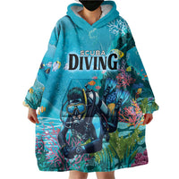 Personalized Scuba Diving Wearable Blanket Hoodie Explore The Depths Discover Yourself - Wonder Print Shop