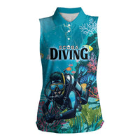 Personalized Scuba Diving Women Sleeveless Polo Shirt Explore The Depths Discover Yourself - Wonder Print Shop