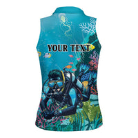 Personalized Scuba Diving Women Sleeveless Polo Shirt Explore The Depths Discover Yourself - Wonder Print Shop