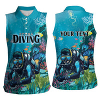 Personalized Scuba Diving Women Sleeveless Polo Shirt Explore The Depths Discover Yourself - Wonder Print Shop