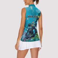 Personalized Scuba Diving Women Sleeveless Polo Shirt Explore The Depths Discover Yourself - Wonder Print Shop