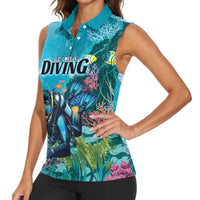 Personalized Scuba Diving Women Sleeveless Polo Shirt Explore The Depths Discover Yourself - Wonder Print Shop