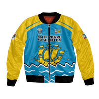 Personalized Saint Pierre and Miquelon Bomber Jacket A Mare Labor - Wonder Print Shop